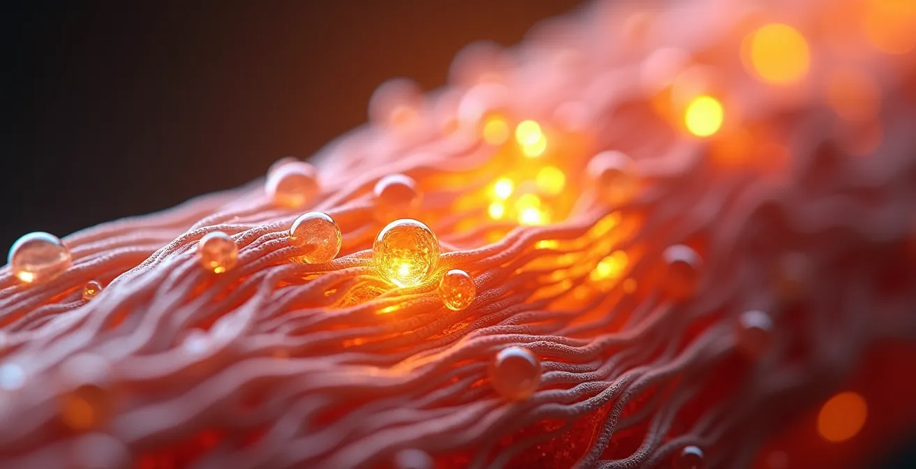 Visualización microscópica de las mitocondrias en el tejido muscular durante la activación metabólica