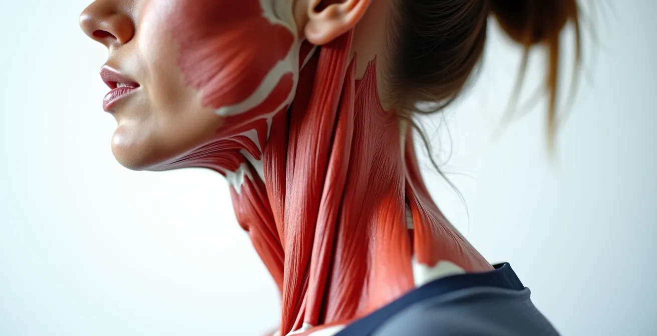 Demostración visual del peso adicional sobre cervicales al inclinar la cabeza