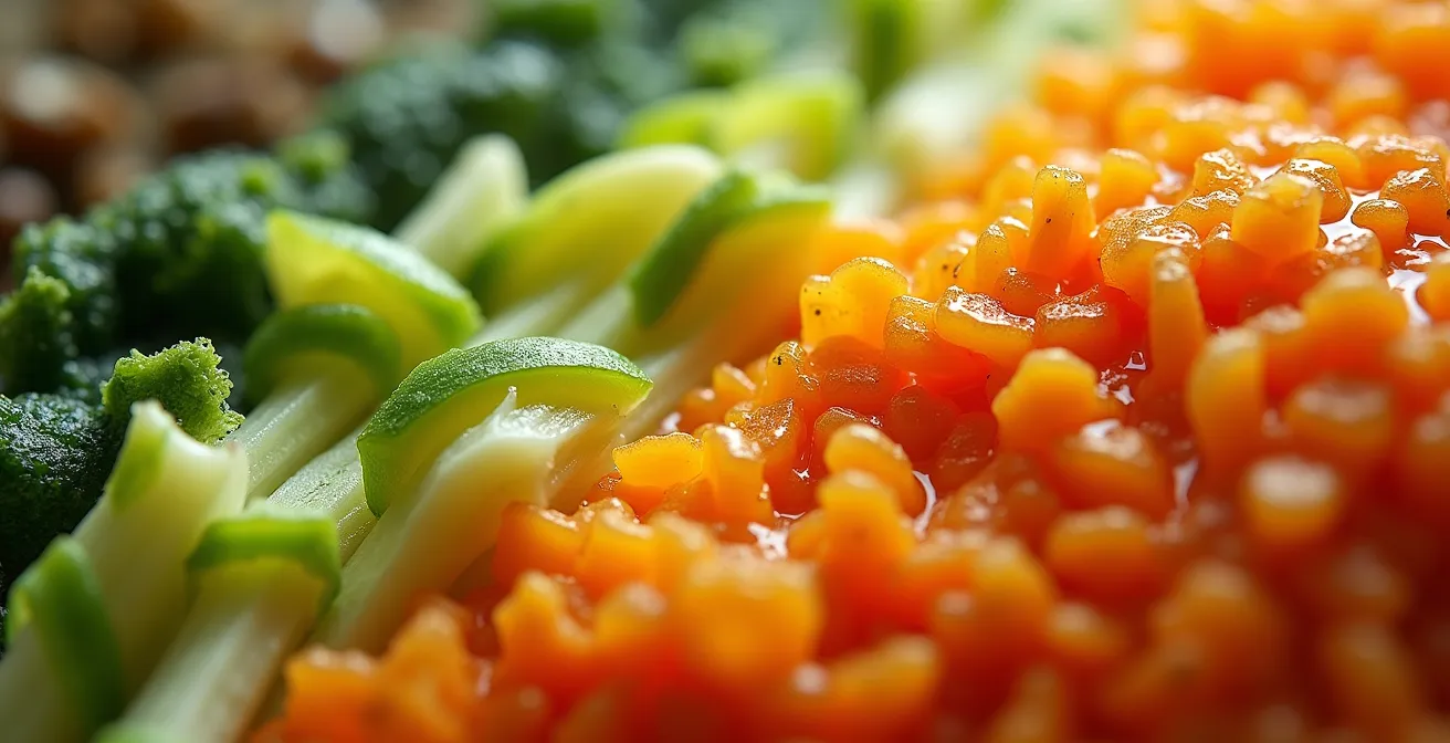 Vista macro del proceso de masticación mostrando texturas alimentarias rompiéndose