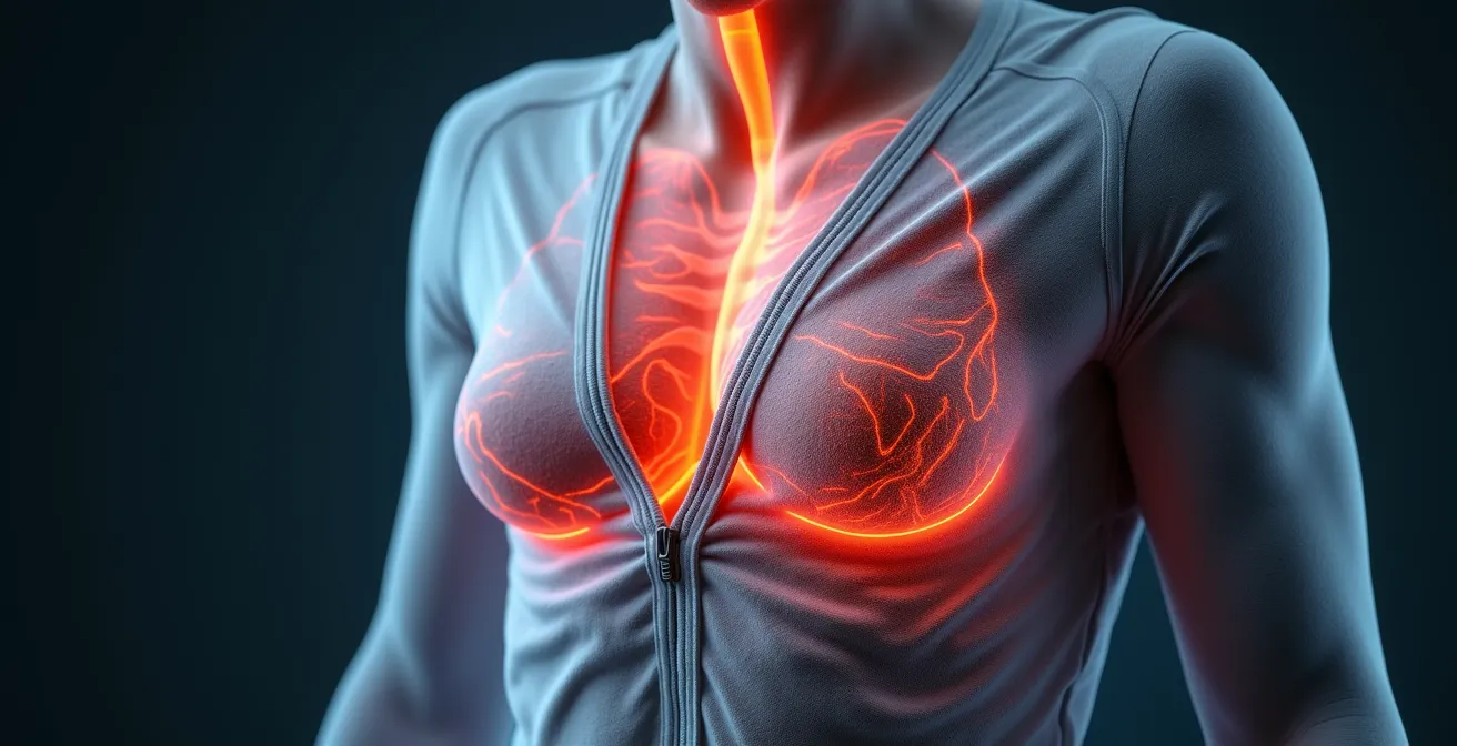 Vista macro de diafragma respiratorio en movimiento