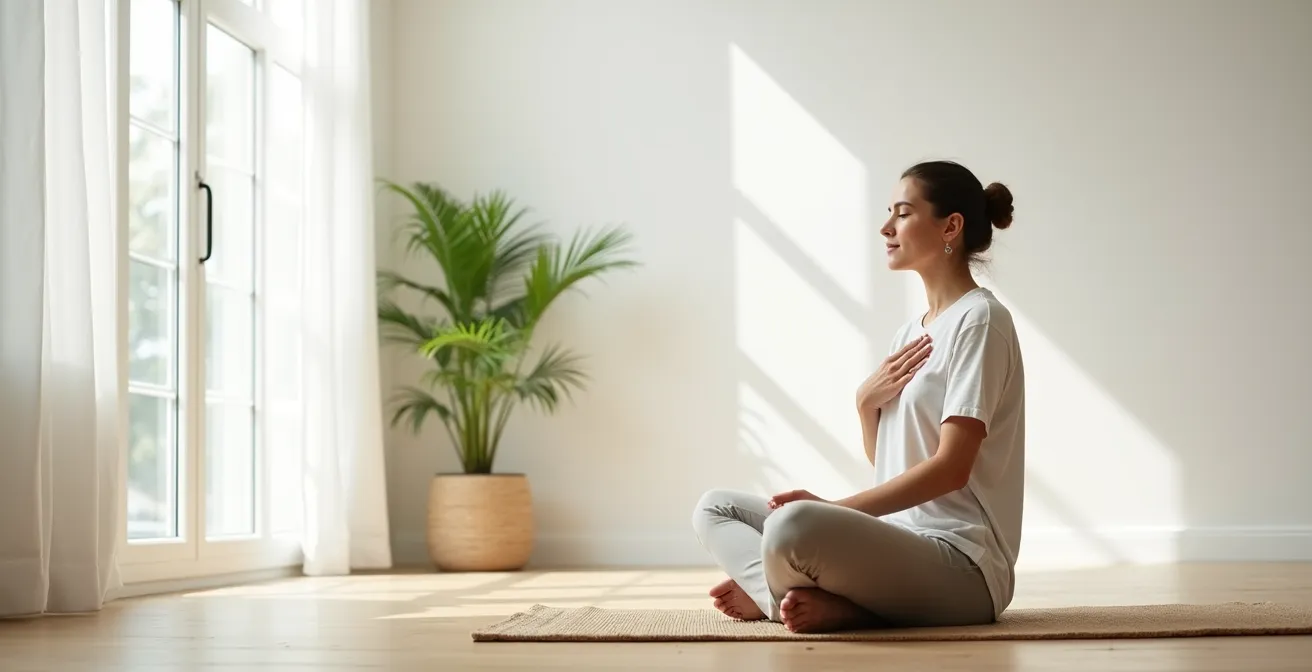 Demostración visual de la técnica de respiración diafragmática para reducir el cortisol