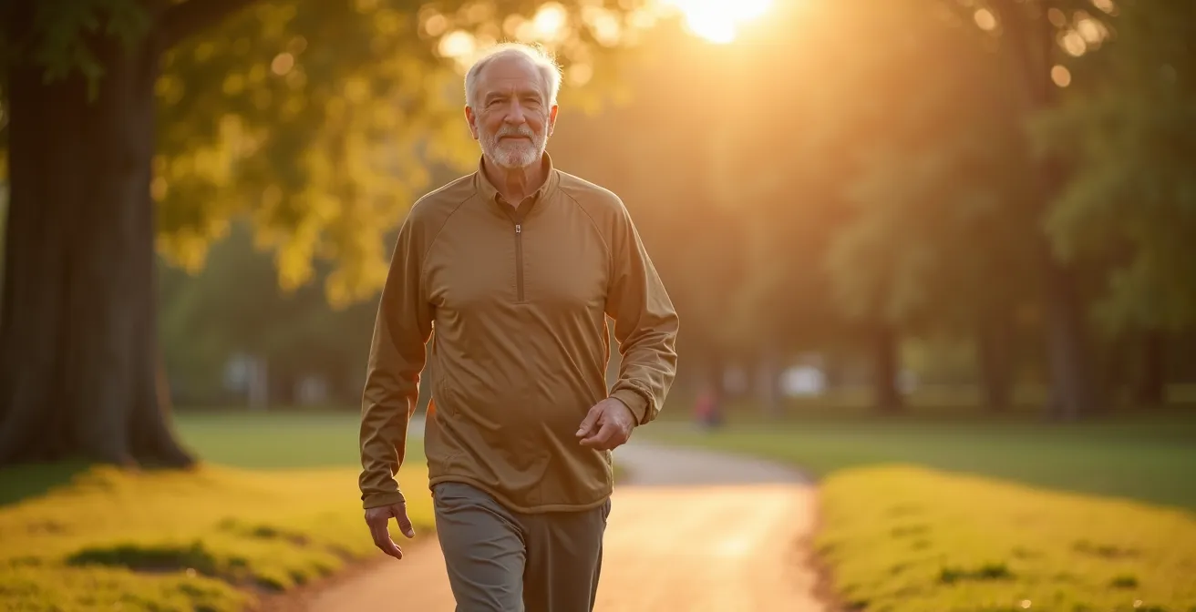 Persona caminando tranquilamente en un parque natural
